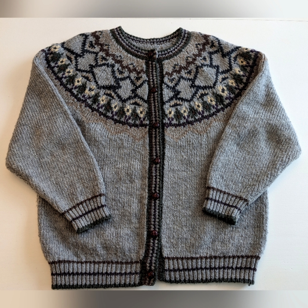 Vintage Hand Knit Norwegian Style Cardigan